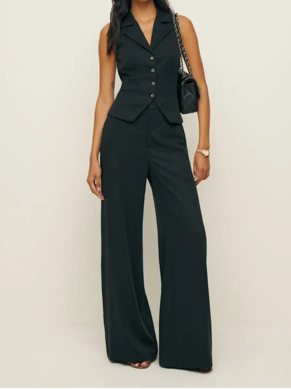 Reformation Black Wide Leg Jumpsuit Pants